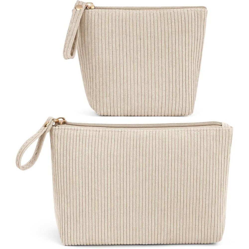 Makeup Bag Set Corduroy Travel Cosmetic Pouch for Women with Pockets